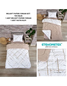 ETE HOMETEX TEK KİŞİLİK LÜX WELSOFT YORGAN YANSIMA BEJ 155X215CM 8696474231851